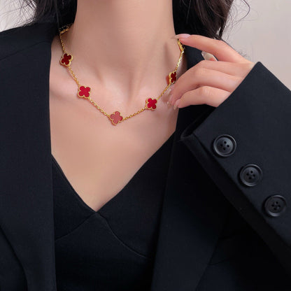 [CA]CLOVER 10 MOTIFS CARNELIAN NECKLACE