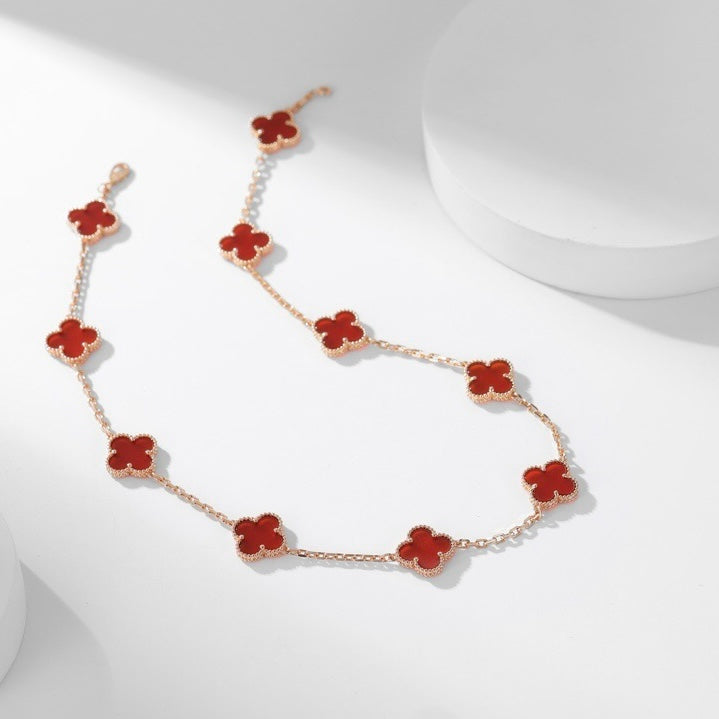 [CA]CLOVER 10 MOTIFS CARNELIAN NECKLACE