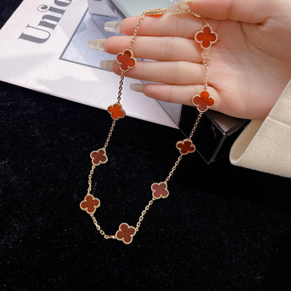 [CA]CLOVER 10 MOTIFS CARNELIAN NECKLACE