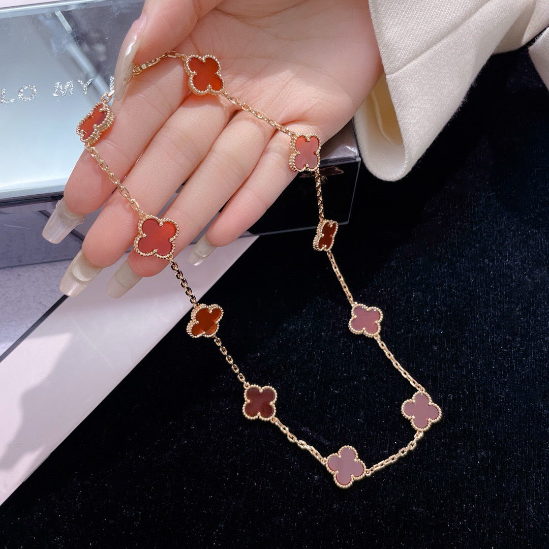 [CA]CLOVER 10 MOTIFS CARNELIAN NECKLACE