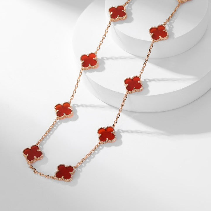 [CA]CLOVER 10 MOTIFS CARNELIAN NECKLACE