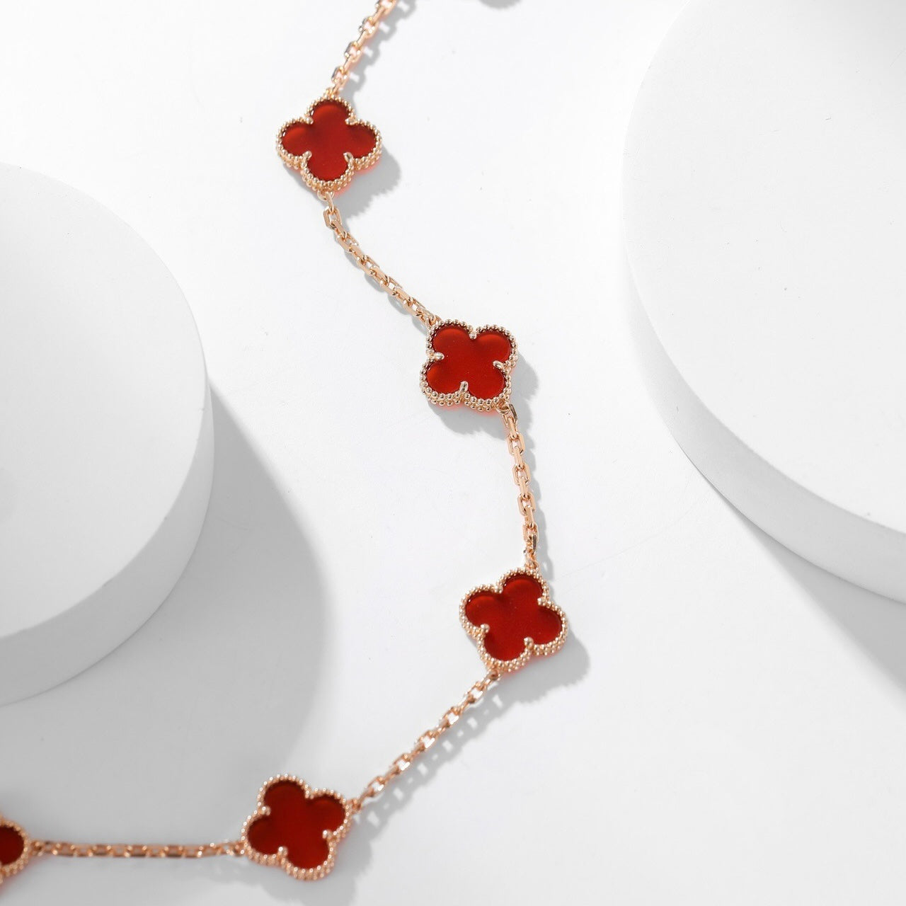 [CA]CLOVER 10 MOTIFS CARNELIAN NECKLACE