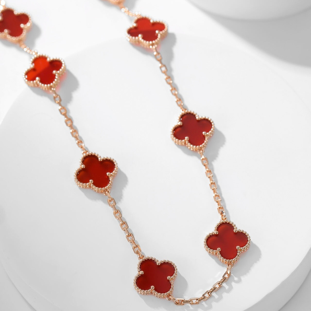 [CA]CLOVER 10 MOTIFS CARNELIAN NECKLACE