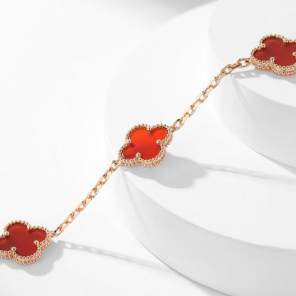 [CA]CLOVER 10 MOTIFS CARNELIAN NECKLACE