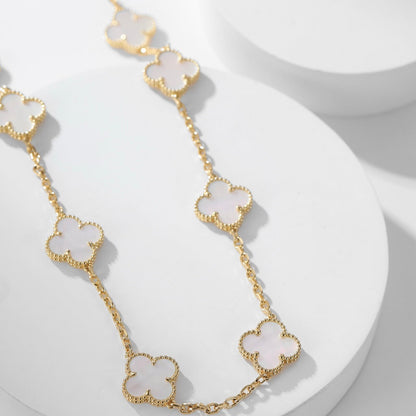 [CA]CLOVER 10 MOTIFS WHITE MOTHER OF PEARL NECKLACE