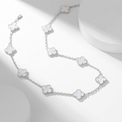 [CA]CLOVER 10 MOTIFS WHITE MOTHER OF PEARL NECKLACE