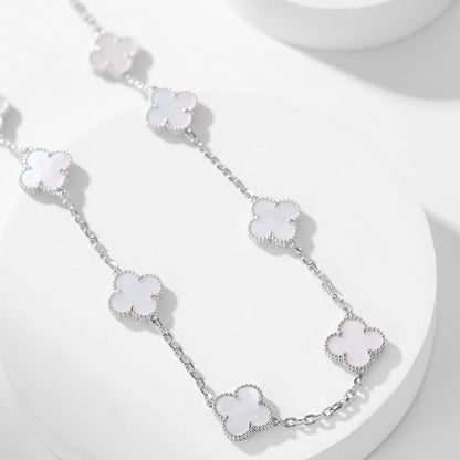 [CA]CLOVER 10 MOTIFS WHITE MOTHER OF PEARL NECKLACE