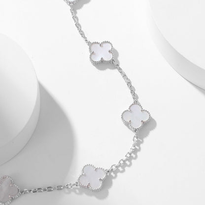 [CA]CLOVER 10 MOTIFS WHITE MOTHER OF PEARL NECKLACE