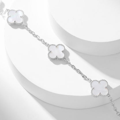 [CA]CLOVER 10 MOTIFS WHITE MOTHER OF PEARL NECKLACE