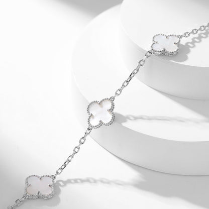 [CA]CLOVER 10 MOTIFS WHITE MOTHER OF PEARL NECKLACE