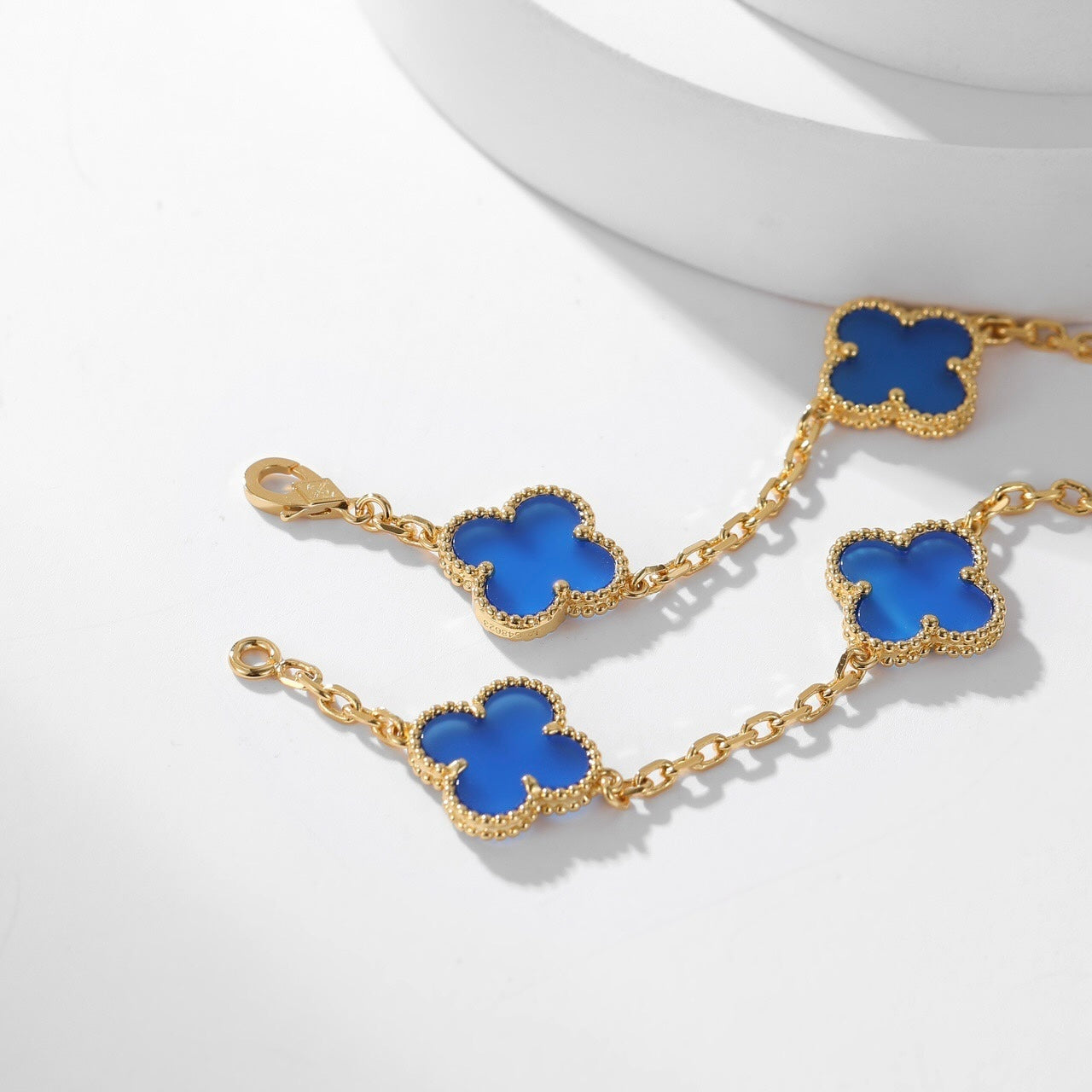 [CA]CLOVER 10 MOTIFS BLUE AGATE NECKLACE