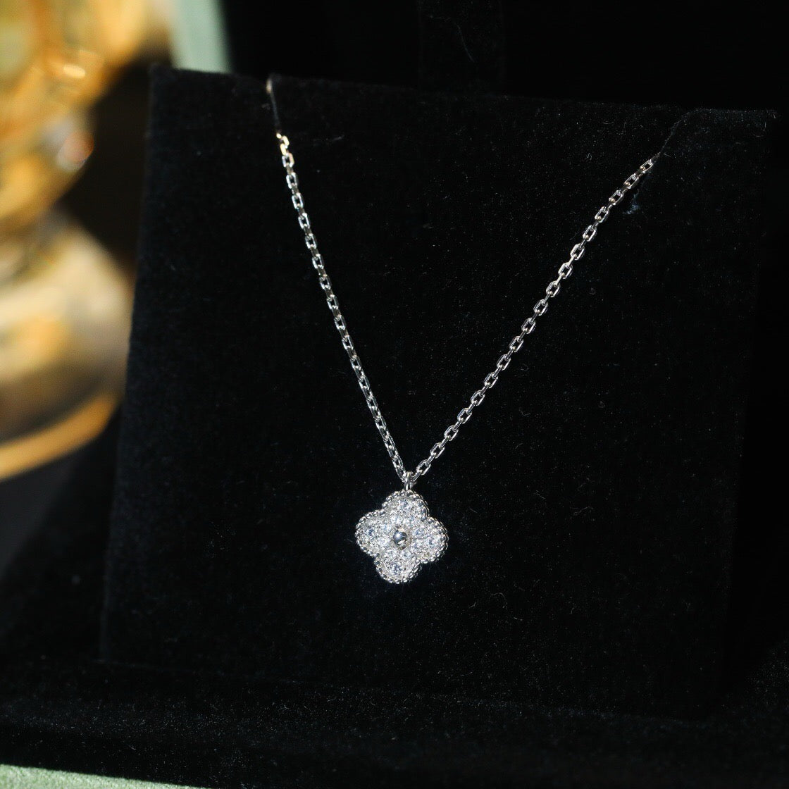 [CA]CLOVER MINI 9.5MM PENDANT DIAMOND NECKLACE