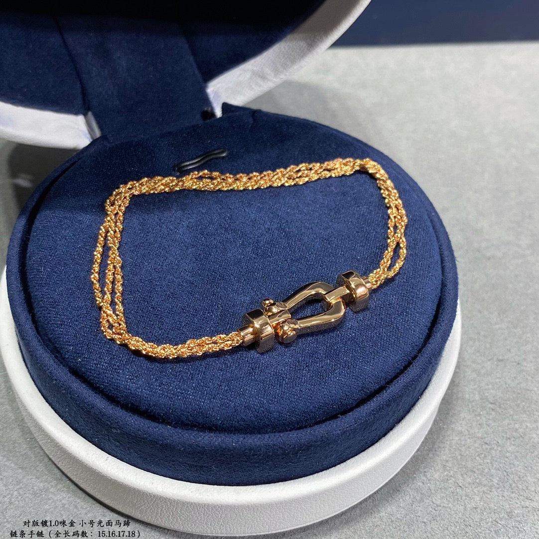 [CA]FORCE SMALL HORSESHOE  DIAMOND CHAIN ROPE BRACELET