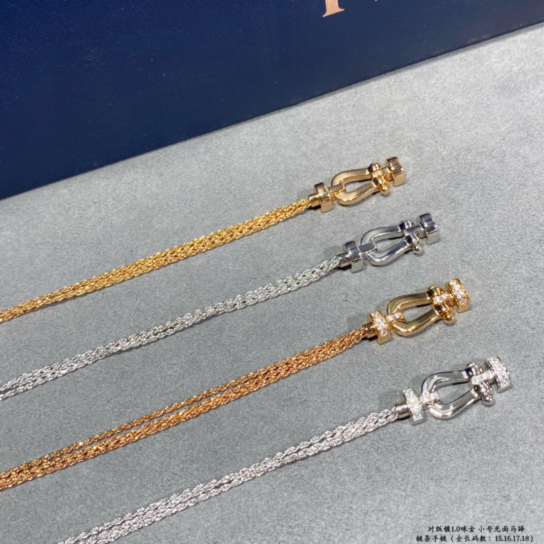 [CA]FORCE SMALL HORSESHOE  DIAMOND CHAIN ROPE BRACELET