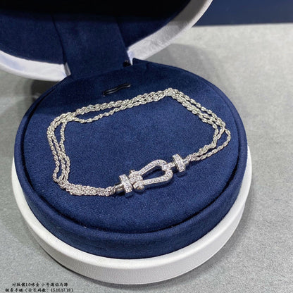 [CA]FORCE SMALL HORSESHOE  DIAMOND CHAIN ROPE BRACELET