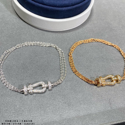 [CA]FORCE SMALL HORSESHOE  DIAMOND CHAIN ROPE BRACELET