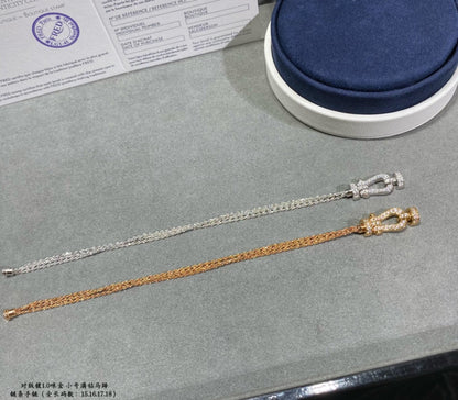 [CA]FORCE SMALL HORSESHOE  DIAMOND CHAIN ROPE BRACELET