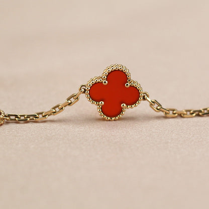 [CA]CLOVER 5 MOTIFS RED AGATE  BRACELET