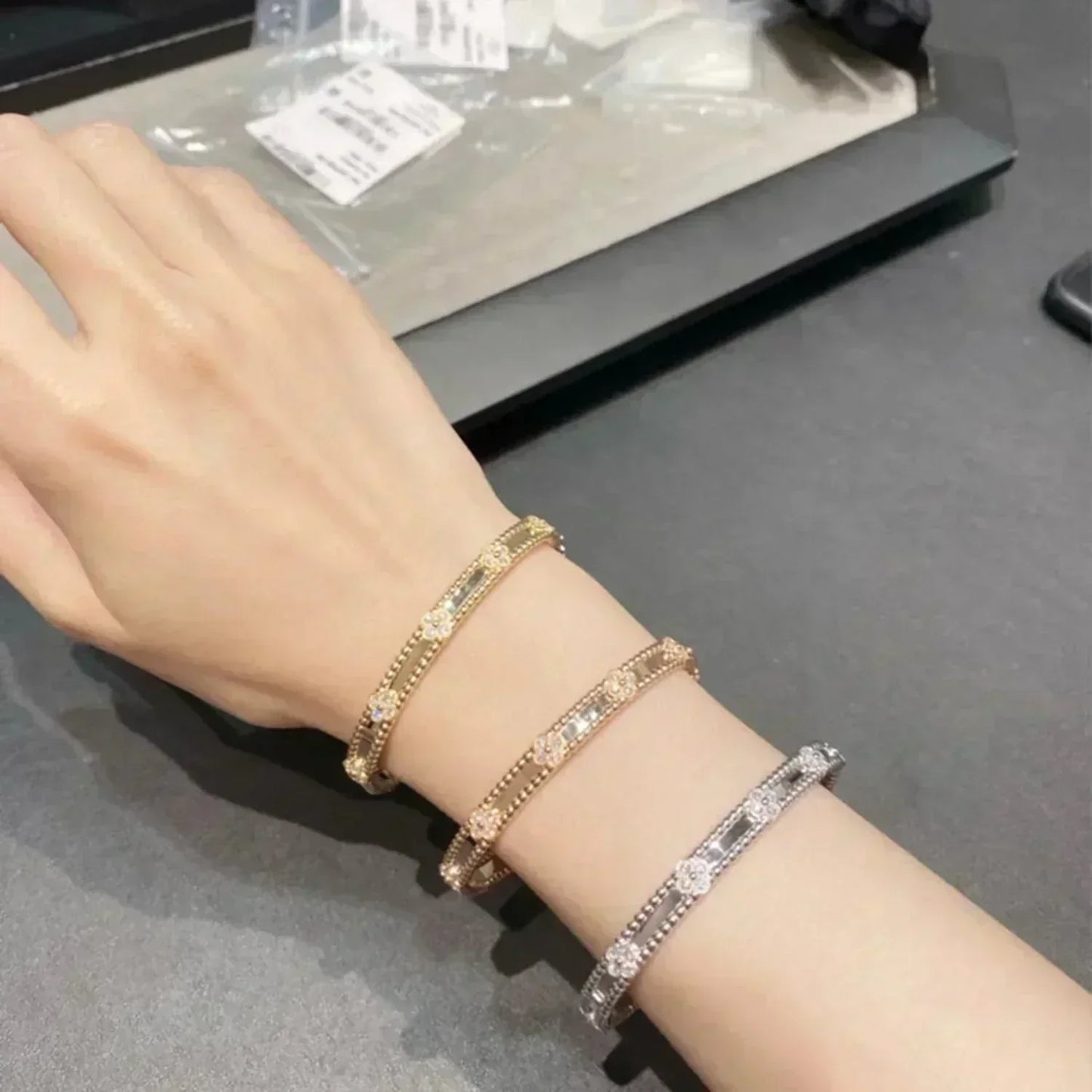 [CA]CLOVER BRACELET 4MM DIAMONDS