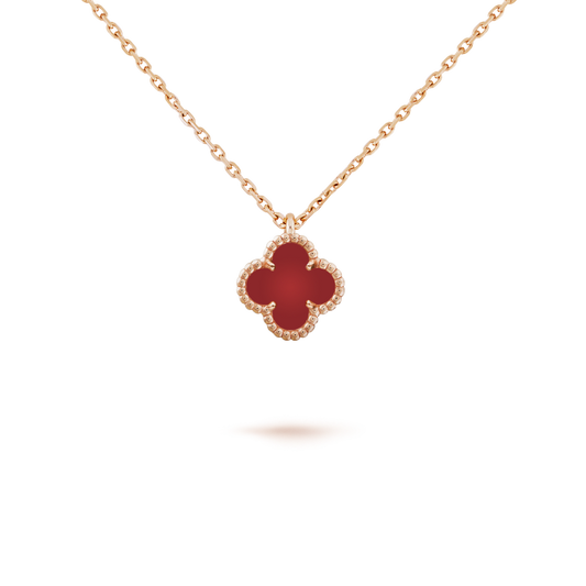 [CA]CLOVER MINI 9.5MM WHITE CARNELIANS NECKLACE