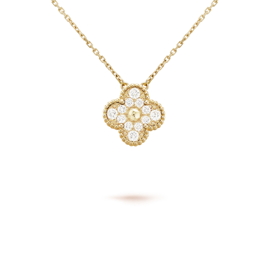 [CA]CLOVER 15MM DIAMOND SINGLE FLOWER NECKLACE