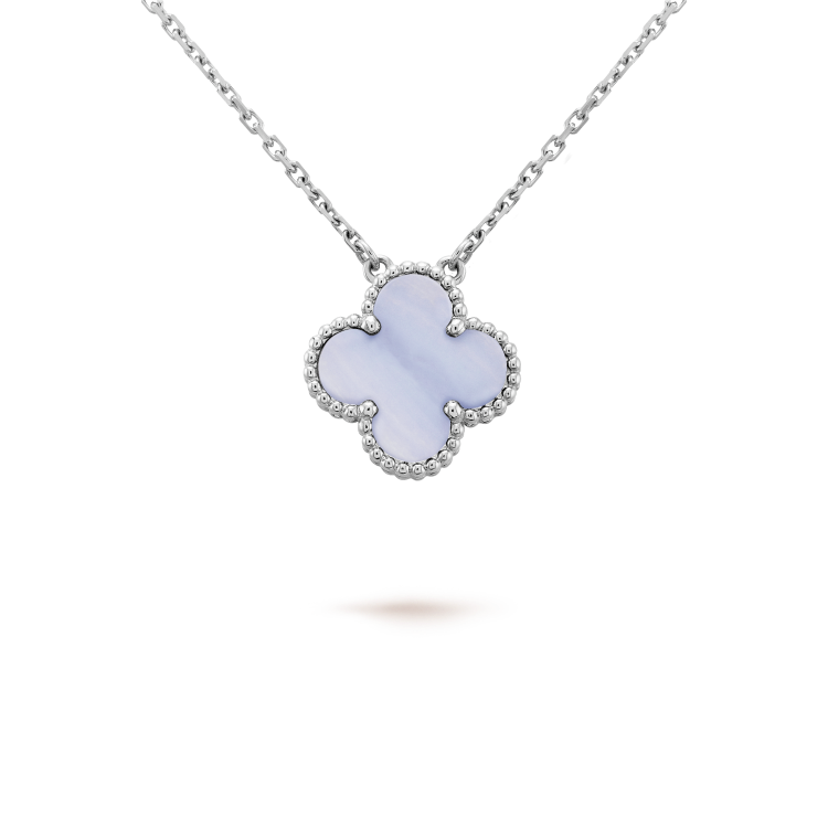 [CA]CLOVER 15MM BLUE CHALCEDONY NECKLACE SILVER