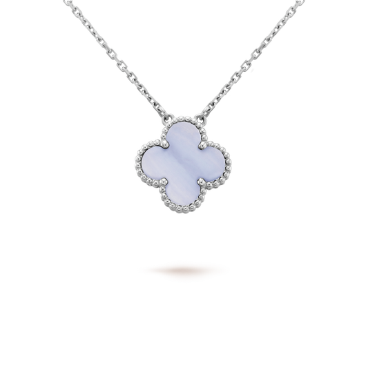 [CA]CLOVER 15MM BLUE CHALCEDONY NECKLACE SILVER