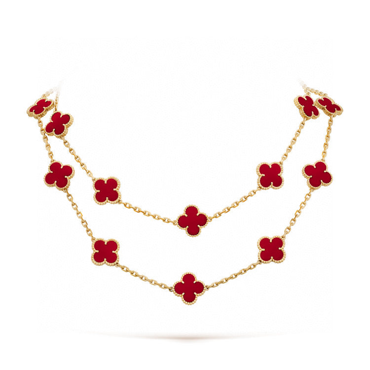 [CA]CLOVER 20 MOTIFS CARNELIAN NECKLACE