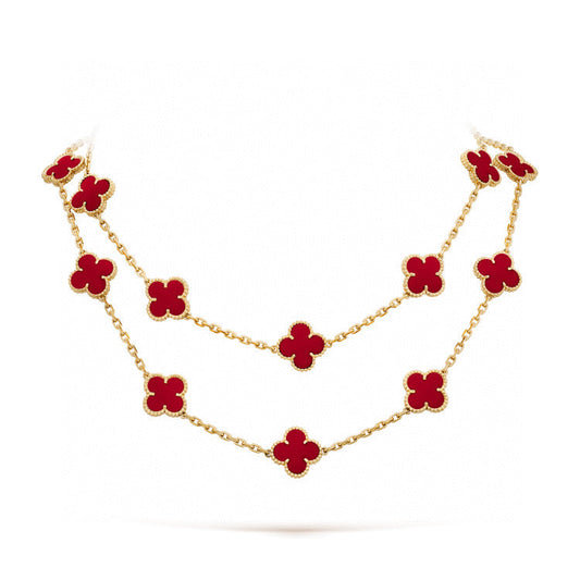 [CA]CLOVER 20 MOTIFS CARNELIAN NECKLACE