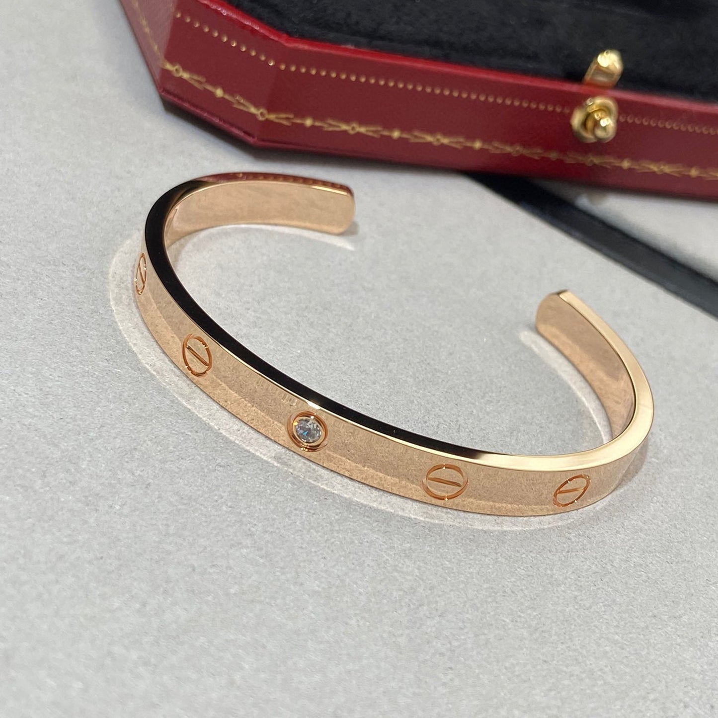 [CA]LOVE BRACELET 6.1MM 1 DIAMOND OPEN CUFF