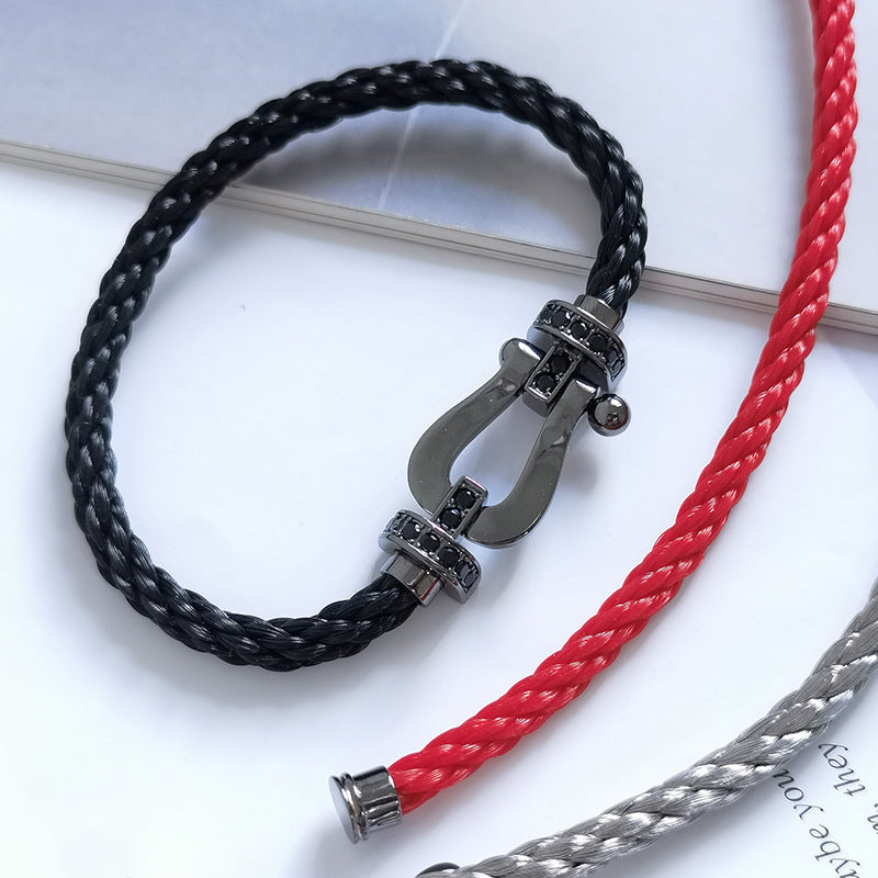 [CA]FORCE LARGE SERIES HORSESHOE BLACK SAMURAI BRACELET