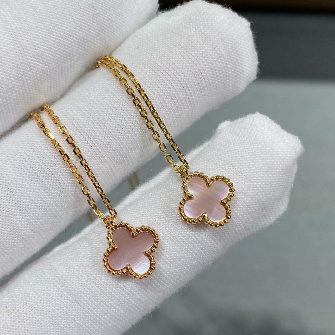 [CA]CLOVER 15MM PINK MOTHER-OF-PEARL SINGLE FLOWER NECKLACE