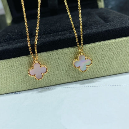 [CA]CLOVER 15MM PINK MOTHER-OF-PEARL SINGLE FLOWER NECKLACE