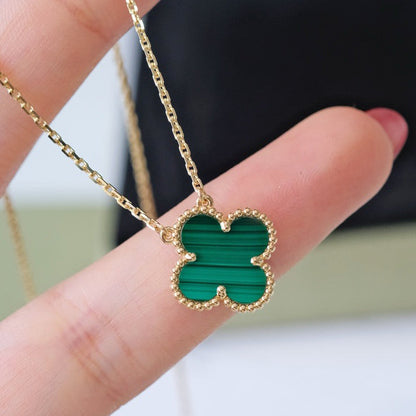 [CA]CLOVER 15MM MALACHITE SINGLE FLOWER  NECKLACE