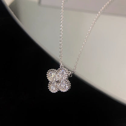 [CA]CLOVER 15MM DIAMOND SINGLE FLOWER NECKLACE