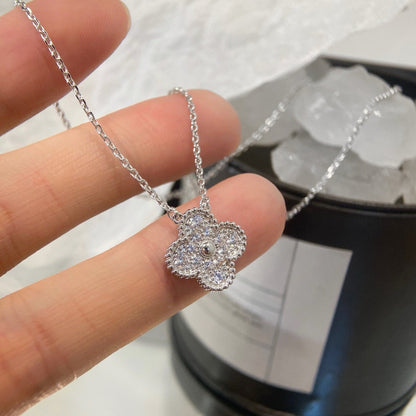 [CA]CLOVER 15MM DIAMOND SINGLE FLOWER NECKLACE