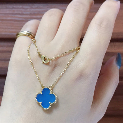 [CA]CLOVER 15MM BLUE AGATE NECKLACE