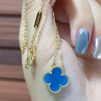 [CA]CLOVER 15MM BLUE AGATE NECKLACE