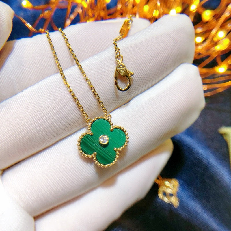 [CA]CLOVER 15MM DIAMOND TURQUOISE NECKLACE