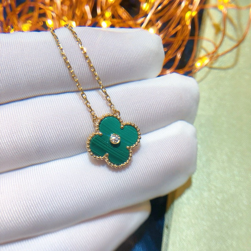 [CA]CLOVER 15MM DIAMOND TURQUOISE NECKLACE