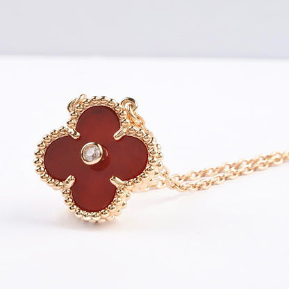 [CA]CLOVER 15MM DIAMOND CARNELIAN NECKLACE