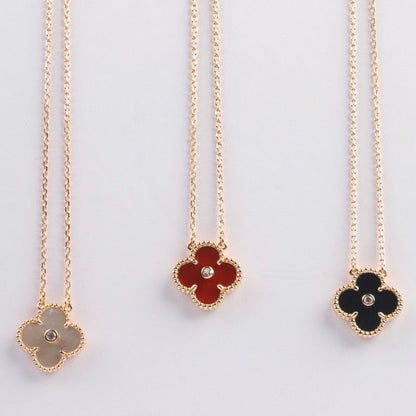 [CA]CLOVER 15MM DIAMOND CARNELIAN NECKLACE