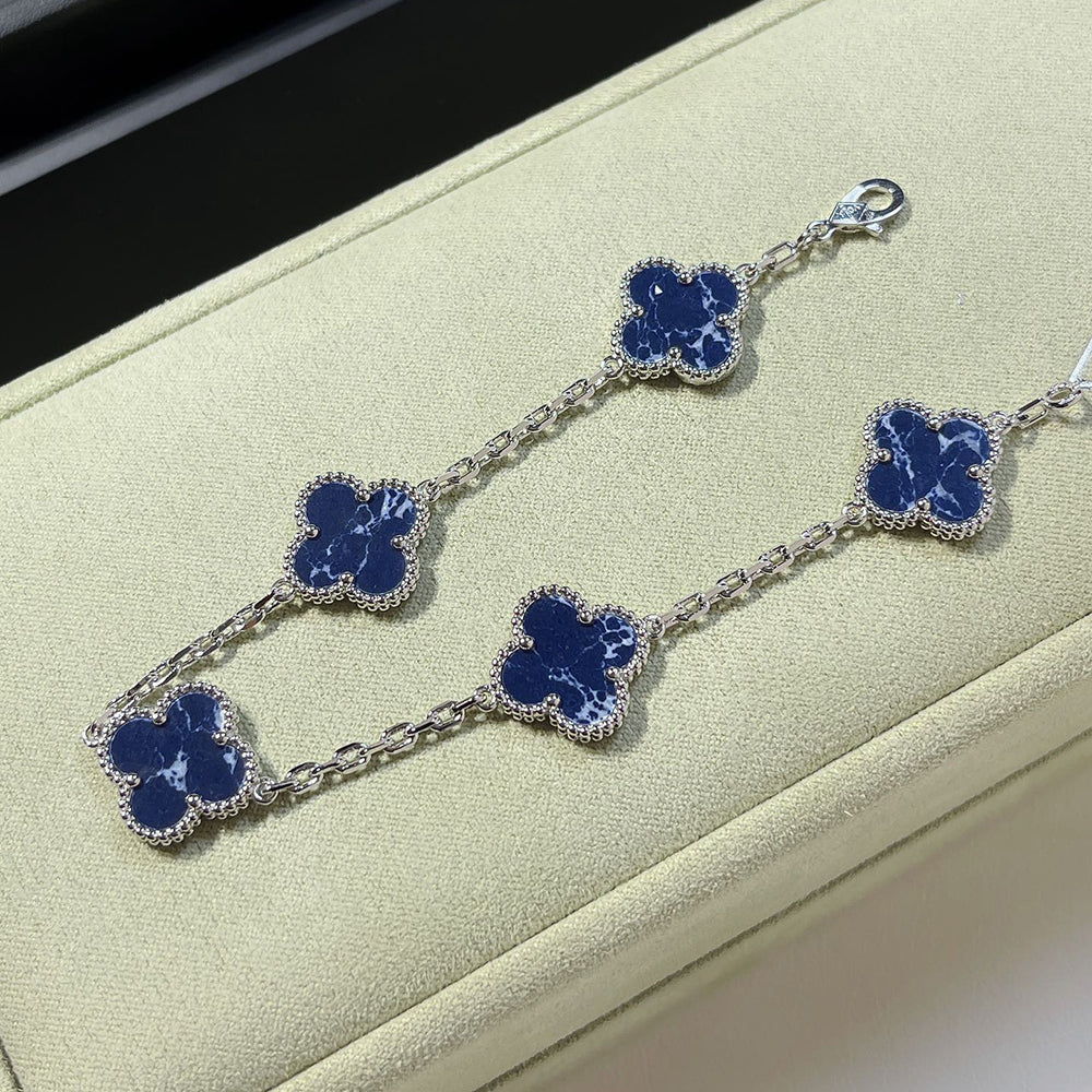 [CA]CLOVER 5 MOTIF PIETERSITE SILVER BRACELET