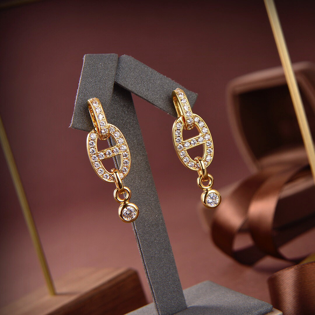 [CA]HM CHAINE DIAMOND EARRINGS