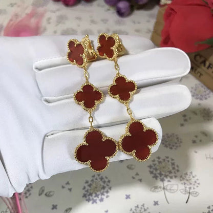 [CA]CLOVER 3 MOTIF CARNELIAN DROP EARRINGS