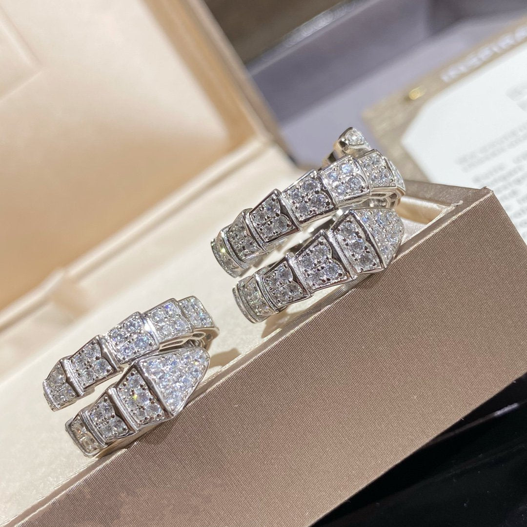 [CA]SERPENTI DOUBLE RING SILVER DIAMOND PAVED