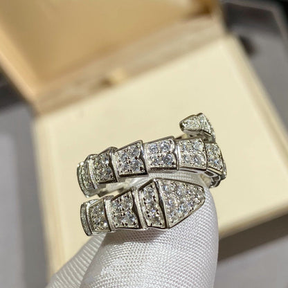 [CA]SERPENTI DOUBLE RING SILVER DIAMOND PAVED