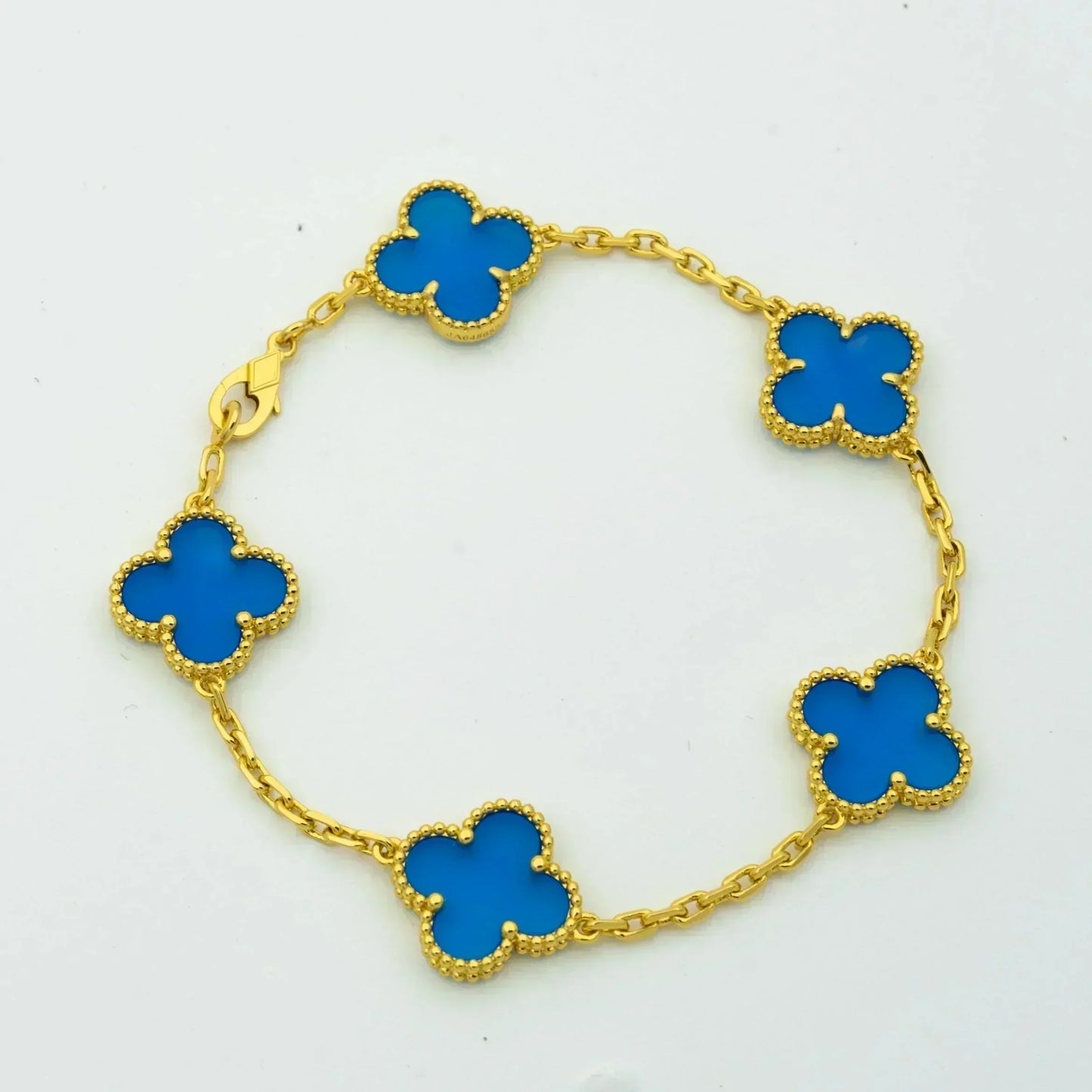 [CA]CLOVER 5 MOTIFS BLUE AGATE BRACELET