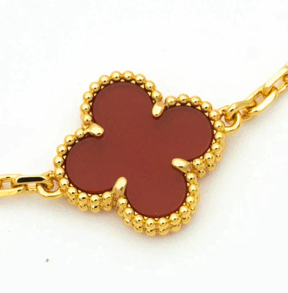 [CA]CLOVER  5 MOTIFS CARNELIAN GOLD BRACELET