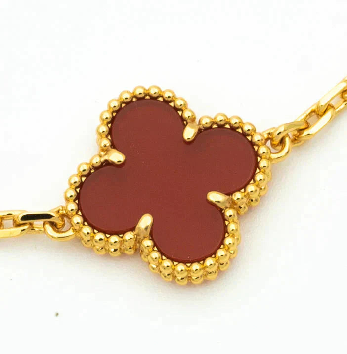 [CA]CLOVER 5 MOTIFS CARNELIAN DIAMOND BRACELET